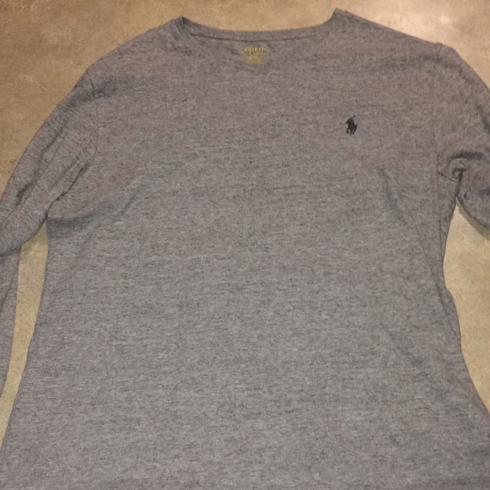 Gray long sleeve polo shirt